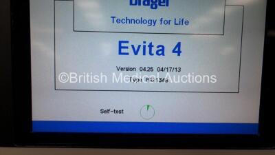 Drager Evita 4 Ventilator Software Version 04.22 (Powers Up with Device Failure 13.99.916 - See Photo) - 2