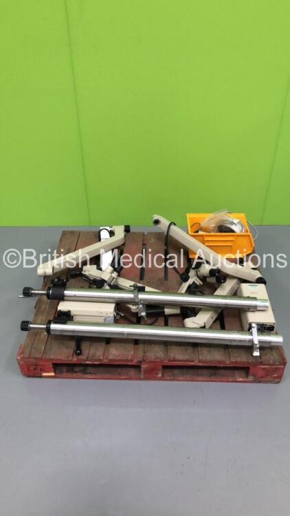 2 x DP Medical Systems Global Microscopes with 4 x 10x Eyepieces, 2 x Light Sources and Arms