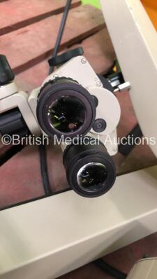 2 x DP Medical Systems Global Microscopes with 4 x 10x Eyepieces, 2 x Light Sources and Arms - 4