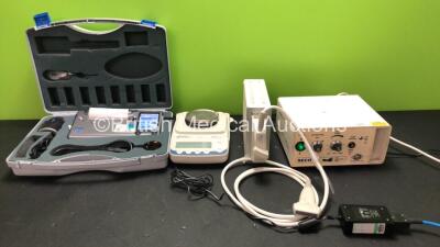 Mixed Lot Including 1 x Viasys Microlab Spirometer with 1 x AC Power Supply and Accessories in Case (Powers Up) 1 x Denver Instruments MXX-212 Weighing Scales with 1 x AC Power Supply (Powers Up) 1 x RIMED Digi-Lite IP Console with 1 x Transducer and 1 x 