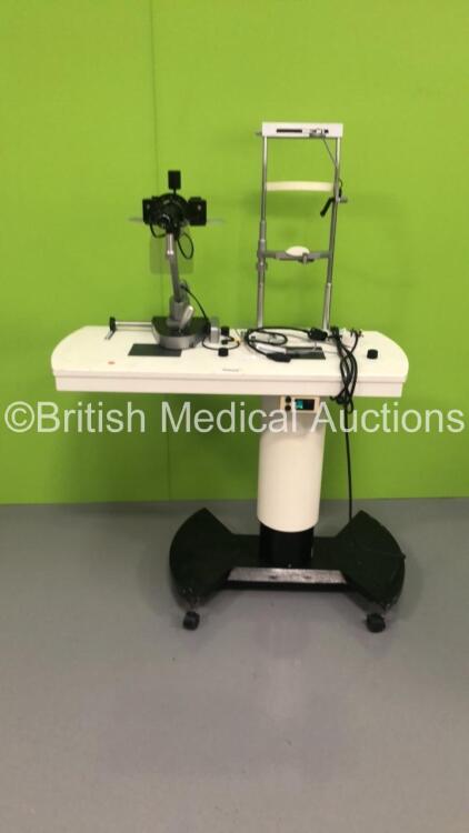 Haag Streit Bern Keratometer on Electric Table with Chin Rest (Powers Up)