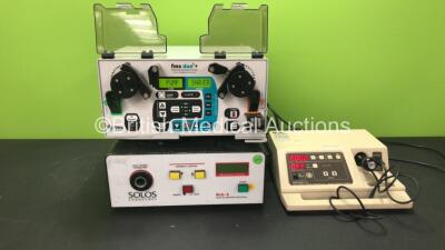 Mixed Lot Including 1 x FMS Duo + Fluid Management System with Integrated Shaver Unit, 1 x Solos Endoscopy ELS-2 Xenon Arc Automatic Light Source and 1 x EMS Therasonic SIX Ultrasound Therapy Unit with 1 x Probe (All Power Up)