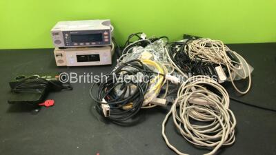 Mixed Lot Including 1 x Nellcor N-595 Pulse Oximeter (Powers Up with Alarm) 1 x NPB-190 Pulse Oximeter (Powers Up with Alarm)1 x Physio Control Lifepak 8 Quick Pace Control Module and Assorted Patient Monitoring Cables