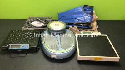Mixed Lot Including 1 x Stryker Roto Osteotome Handpiece with Hose and 5 x Drill Pieces, 2 x X Ray Lead Aprons, 1 x EKS Weighing Scales, 1 x Seca Scales and 1 x Salter GP100 Weighing Scales - 3