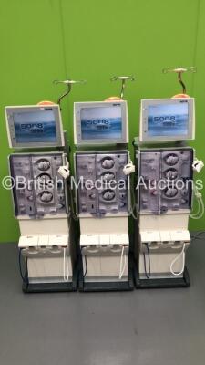 3 x Fresenius Medical Care 5008 CorDiax Dialysis Machines Software Version 4.58 - Running Hours 40307 / 41474 / 22022 (All Power Up) - 5