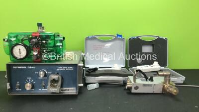 Mixed Lot Including 1 x Olympus CLE-4U Cold Light Source (Powers Up) 1 x Drager 84 08 220 Ventilator Block, 1 x Mark 8 Respirator and 2 x Micro Medical Smoke Check Units (Both Untested Due to No Batteries)