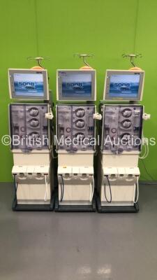 3 x Fresenius Medical Care 5008 CorDiax Dialysis Machines Software Version 4.58 - Running Hours 26879 / 23121 / 24456 (All Power Up)