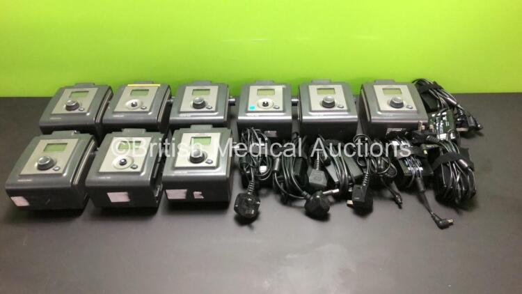 9 x Philips Respironics REMstar Auto A-Flex System One with 9 x Power Supplies (All Power Up with 3 Missing Dials)
