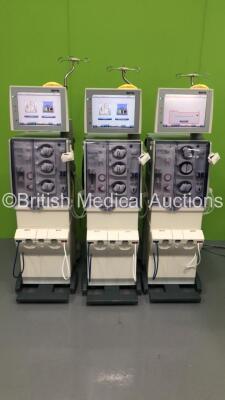 3 x Fresenius Medical Care 5008 CorDiax Dialysis Machines Software Version 4.58 - Running Hours 31496 / 31110 / 26526 (All Power Up - 1 x with Error Message - See Pictures)