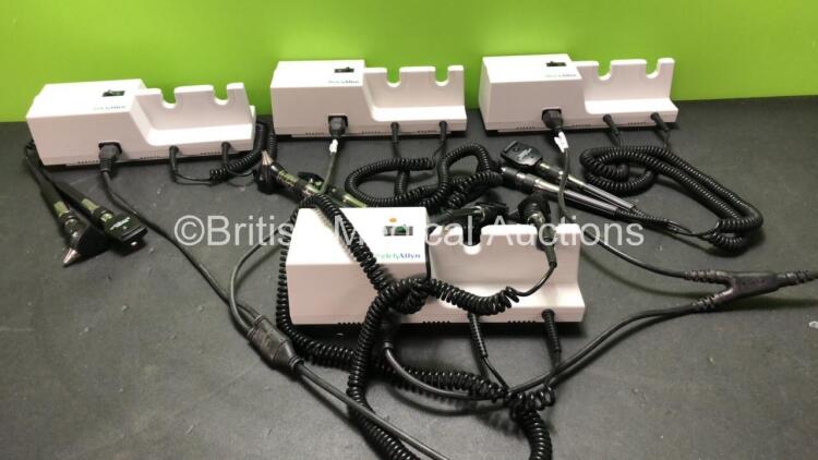 Job Lot of 4 x Welch Allyn Wall Mounted 767 Series Transformers with 8 x Attachments (All Power Up)