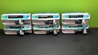 6 x Carefusion Alaris PK Syringe Pumps (All Power Up with 1 x Slight Damage to Casing)