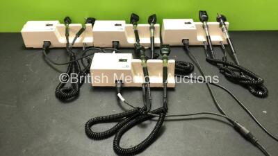 Job Lot of 4 x Welch Allyn Wall Mounted 767 Series Transformers with 8 x Attachments (All Power Up)