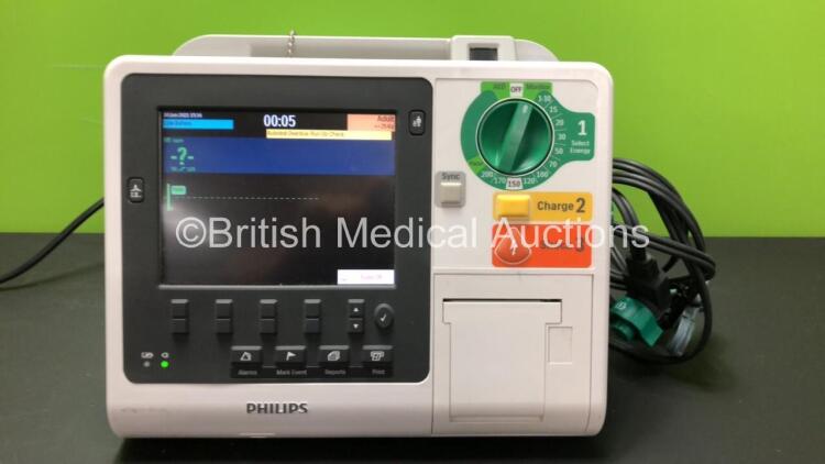 Philips Heartstart XL+ Defibrillator *Mfd - 03-2013* with Pacer, ECG and Printer Options and Paddle Lead (Powers Up) *US31304985*