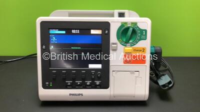 Philips Heartstart XL+ Defibrillator *Mfd - 08-2015* with Pacer, ECG and Printer Options and Paddle Lead (Powers Up) *US81515547*