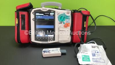 Philips Heartstart MRx Defibrillator in Carry Case Including ECG, SpO2 and BP Options with 1 x Philips M3539A Battery, 1 x Philips M3538 Module and 1 x Paddle Lead with Test Load and Electrode Pack *Mfd 2011-10* (Powers Up) *SN US00322275*