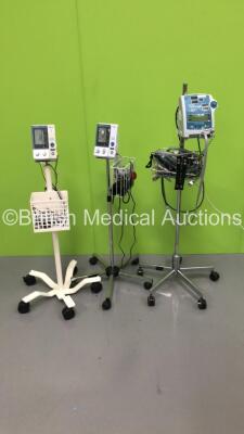 1 x Critikon Dinamap Compact TS Vital Signs Monitor on Stand with BP Hose and Cuff and 1 x Omron Blood Pressure Meters on Stand (Powers up)