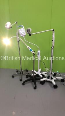 1 x Brandon Medical C50GXM Patient Examination Lamp on Stand (Powers Up with Good Bulb), 1 x Brandon Medical MT6008M Patient Examination Lamp on Stand (Powers Up with Good Bulb), 1 x Welch Allyn GS600 Patient Examination Lamp on Stand (Powers Up with Good