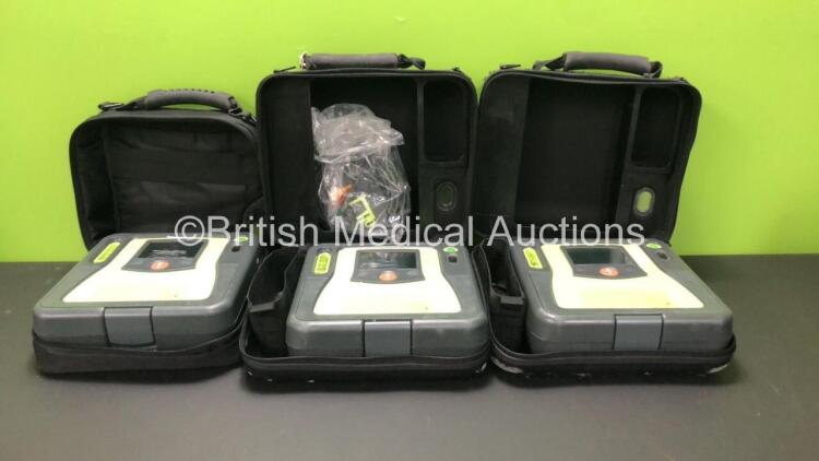 3 x Zoll AED PRO Defibrillators in Carry Cases (All Power Up with Damage when Tested with Stock Battery-Batteries Not Included)