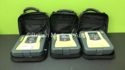 3 x Zoll AED PRO Defibrillators in Carry Cases (All Power Up with Damage when Tested with Stock Battery-Batteries Not Included)