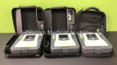 3 x Zoll AED PRO Defibrillators in Carry Cases (All Power Up with Damage when Tested with Stock Battery-Batteries Not Included)