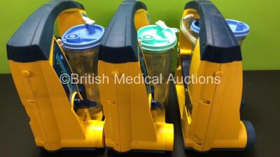 3 x Laerdal Suction Units with 3 x Cups With Lids (All Power Up) *78071858729 - 78090957251 - 78071858671* - 7