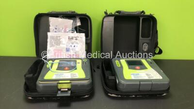 2 x Zoll AED PRO Defibrillators in Carry Cases (Both Power Up with Damage when Tested with Stock Battery-Batteries Not Included)