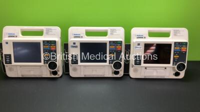 3 x Medtronic Lifepak 12 Biphasic Defibrillator / Monitors Including ECG and SpO2 Options *Mfd 2007 - 2004 - 2004* (None Power up)