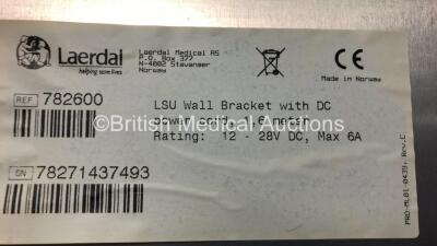 4 x Laerdal 20g LSU Wall Brackets Ref 782600 with Cut Power Cords *78271437493 - 78451230156 - 78451230154 - 78200813220* - 4