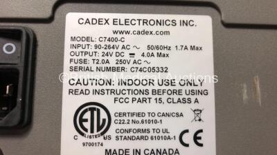 3 x Cadex C7400 C-Series Battery Analyzers with 07-110-0115 Smart Cables (All Power Up) *C74C05332 - C74C05325 - C74C05331* - 7