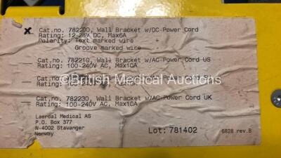 2 x Laerdal 20g LSU Wall Brackets 1 x Ref 782600 and 1 x Ref 782200 with 1 x DC Power Supply and 1 x Cut Cord *781402 - 78071540319* - 4