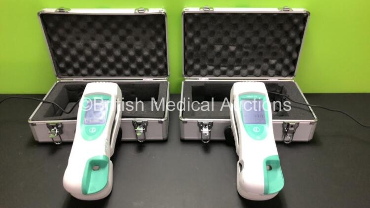 2 x Roche Cobas h 232 Cardiac Meters with Bases and Power Supplies in Carry Cases (Both Power Up) *UU00019421 - UU00019414*