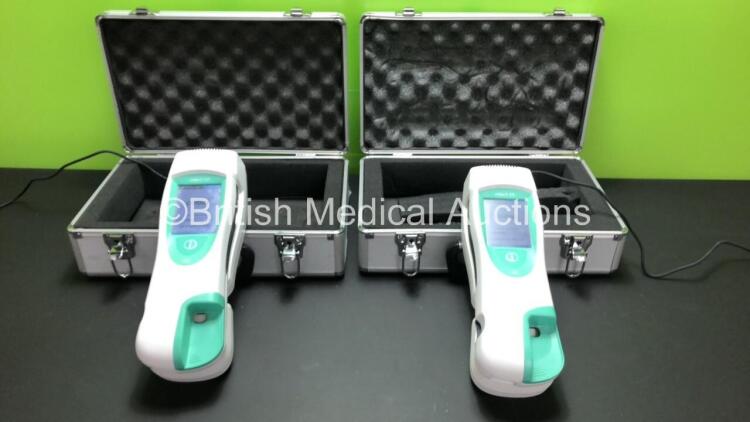 2 x Roche Cobas h 232 Cardiac Meters with Bases and Power Supplies in Carry Cases (Both Power Up) *UU00019412 - UU00019420*