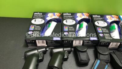 Mixed Lot Including Braun ThermoScan Ear Thermometers, OxyWatch Fingertip Pulse Oximeters and EZ-IO Power Drivers *SN 20190613, 200708703395, 200708704917, 200708704928, N28224, N03625, N27636, N33181, N03651* - 2