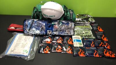 Mixed Lot Including 1 x Ambulance Hat, 1 x Ambulance / Paramedic Bag, 1 x Laryngoscopic Set, 1 x Barrier Active Self Warming Blanket and Large Quantity of Burn Smoothe Cooling Gels