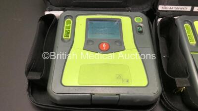 2 x Zoll AED Pro Defibrillators in Carry Cases (Both Power Up when Tested with Stock Battery-Batteries Not Included) - 2