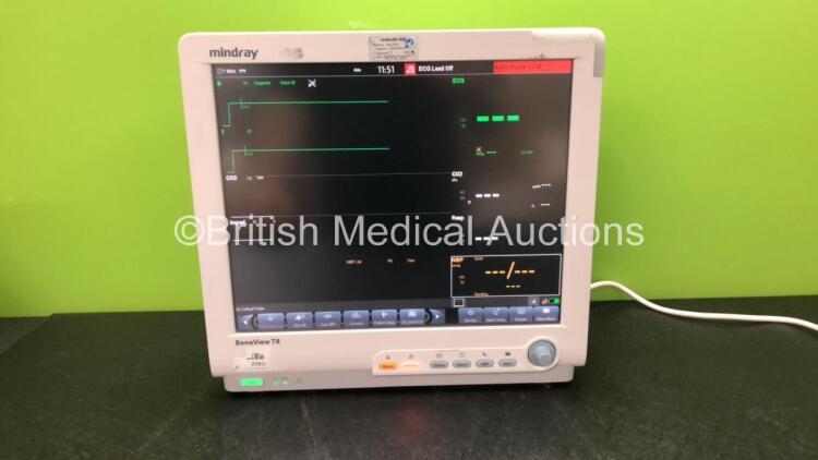 Mindray BeneView T8 Patient Monitor with 1 x Mindray BeneView T1 Patient Monitor Including ECG, SpO2, MP1, IBP, T1, T2 and NIBP Options, 1 x Mindray CO2 Module (Powers Up) *Mfd 09-2012* *SN FB28000969, CFD56288353, CF29112743*