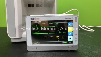Mindray BeneView T8 Patient Monitor with 1 x Mindray BeneView T1 Patient Monitor Including ECG, SpO2, MP1, IBP, T1, T2 and NIBP Options, 1 x Mindray CO2 Module (Powers Up with Scratches on Screen-See Photos)*Mfd 09-2012* *SN FB28000961, CFD79321932, CF29 - 5