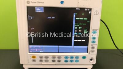 Datex-Ohmeda Compact Anaesthesia Monitor with E-PRESTN Multiparameter Module with SPO2, NIBP, T1-T2, P1-P2 and ECG Options (Powers Up, Control Dial Broken - See Photos) *6497847 / 6495494* - 2