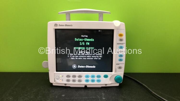 Datex-Ohmeda Compact Anaesthesia Monitor with E-PRESTN Multiparameter Module with SPO2, NIBP, T1-T2, P1-P2 and ECG Options (Powers Up) *6490229, 6495307*