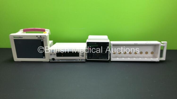 Job Lot Including 1 x Welch Allyn Propaq CS Monitor, 1 x Datex Ohmeda 3800 Oximeter, 1 x Criticare SpO2-ComfortCuff Monitor and 1 x Philips M8048A Module Rack *DE502267553 - 405021420FBFE00348 - GA102895*