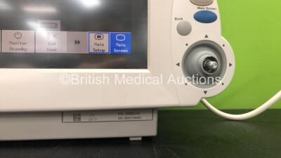 Philips IntelliVue M8007A MP70 Touch Screen Patient Monitor with 1 x Philips M3001A Module Including ECG, SpO2 and NBP Options (Powers Up with Missing Dial-See Photo) *Mfd 07-2006* *SN DE907X0667, DE61744497* - 2
