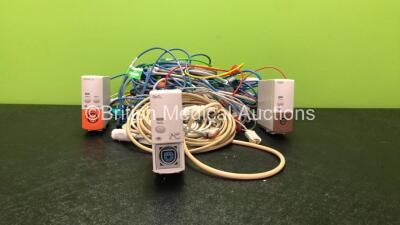Mixed Lot Including 1 x Philips CCO/C.O Module, 1 x Philips SpO2 Module (Missing Cover-See Photo) 1 x Philips TEMP Module and Various Patient Monitoring Cables Including ECG Leads and SpO2 Finger Sensors