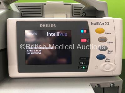 Philips IntelliVue MP30 Touch Screen Patient Monitor Software Version G.01.80 *Mfd 07-2011** with 1 x Philips IntelliVue X2 Handheld Patient Monitor Software Version G.01.80 Including ECG, SpO2, NBP, Temp and Press Options *Mfd 02-2012*(Both Power Up) *SN - 4