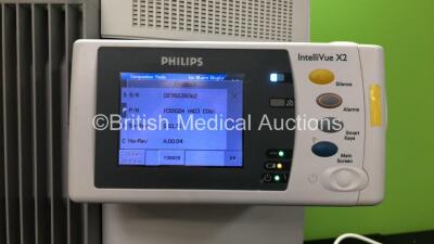 Philips IntelliVue MP70 Anesthesia Touch Screen Patient Monitor Software Version G.01.72 *Mfd 08-2009* with 1 x Philips IntelliVue X2 Handheld Patient Monitor Software Version G.01.75 Including ECG, SpO2, NBP, Temp and Press Options *Mfd 12-2009* 1 x Phil - 6