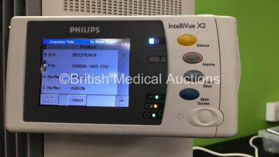 Philips IntelliVue MP70 Anesthesia Touch Screen Patient Monitor Software Version G.01.72 *Mfd 08-2009* with 1 x Philips IntelliVue X2 Handheld Patient Monitor Software Version G.01.80 Including ECG, SpO2, NBP, Temp and Press Options *Mfd 02-2012* 1 x Phil - 6