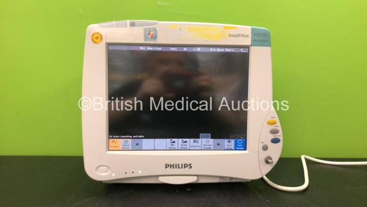 Philips IntelliVue Ref 862116 MP50 Anesthesia Touch Screen Patient Monitor Software Version G.01.73 (Powers Up with Missing Dial-See Photo) 1 x Philips IntelliVue X2 Handheld Patient Monitor Software Version H.15.51 Including ECG, SpO2, NBP, Temp and Pres