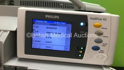 Philips IntelliVue Ref 862116 MP50 Anesthesia Touch Screen Patient Monitor Software Version G.01.80 (Powers Up with Missing Dial-See Photo) 1 x Philips IntelliVue X2 Handheld Patient Monitor Software Version G.01.80 Including ECG, SpO2, NBP, Temp and Pres - 5