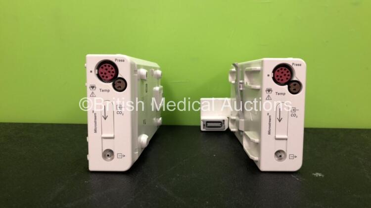 2 x Philips M3015A Microstream CO2 Modules *Mfd 04-2017 (refurbished), 08-2019 (refurbished)* *SN DE43521867, DE43527119* *C*