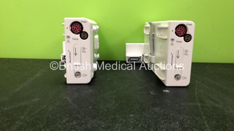 2 x Philips M3015A Microstream CO2 Modules *Mfd 07-2019, 05-2019 (refurbished)* *SN DE455C3000, DE45584242* *C*