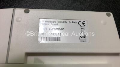 GE Datex Ohmeda Type F-FMW-00 S5 Patient Monitor with 1 x GE Typo E-PSMP-00 Module Including ECG, SpO2, T1, T2, P1, P2 and NIBP Options and 2 x SM 201-6 Batteries (Powers Up) *SN 6484498, 6492352* - 4